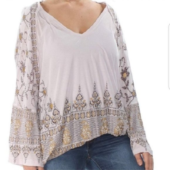 Free People Tops - Free People Lilac and Gold Medallion Print Top